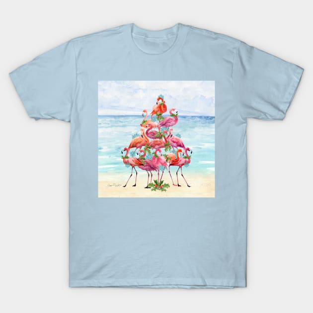 Coastal Christmas Flamingo B T-Shirt by Jean Plout Designs